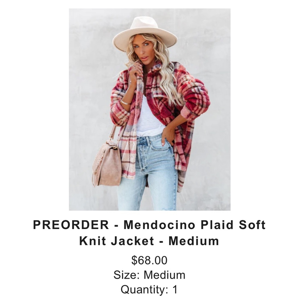 Mendocino Plaid Soft Knit Jacket Vici